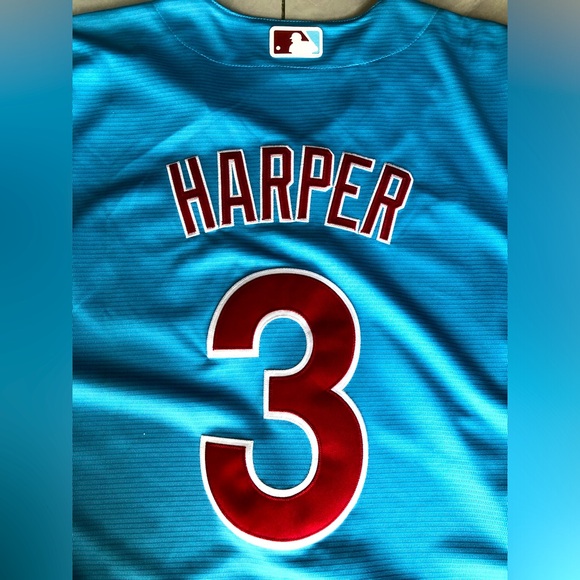 NWT mens & youth 3 Bryce Harper Light Blue Stitched Jersey - Picture 3 of 4